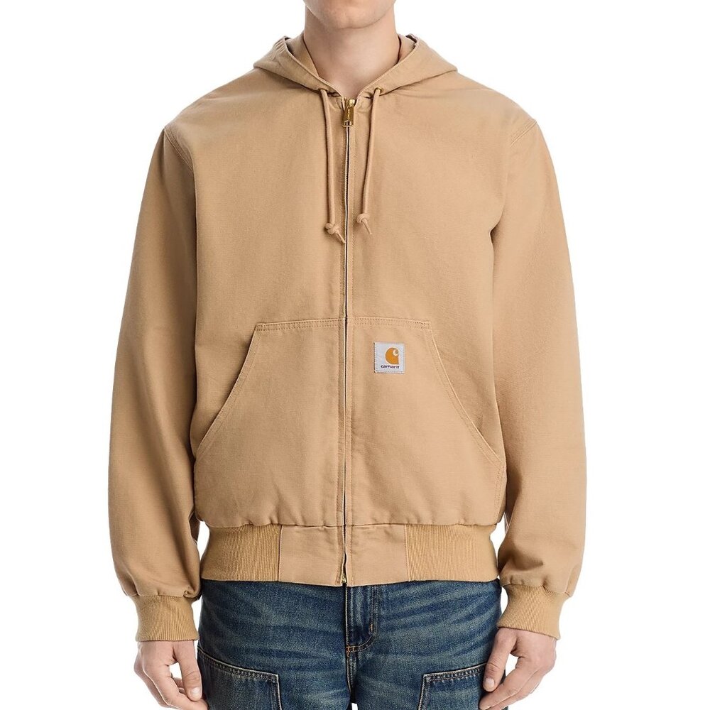 Carhartt WIP Men's OG Active Jacket LS Zip Front Drawstring Hoodie Dusty Brown